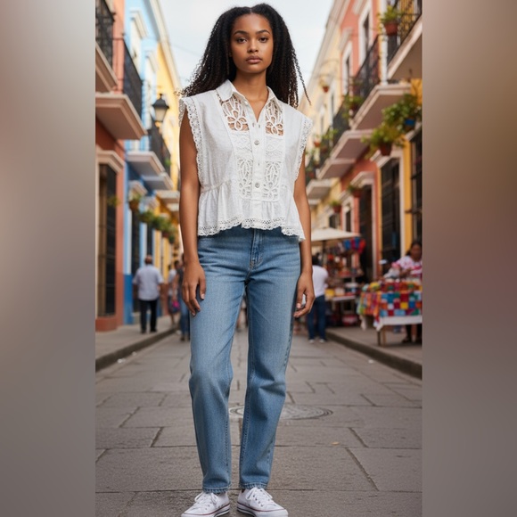 Anthropologie White Lace Blouse - Picture 3 of 10